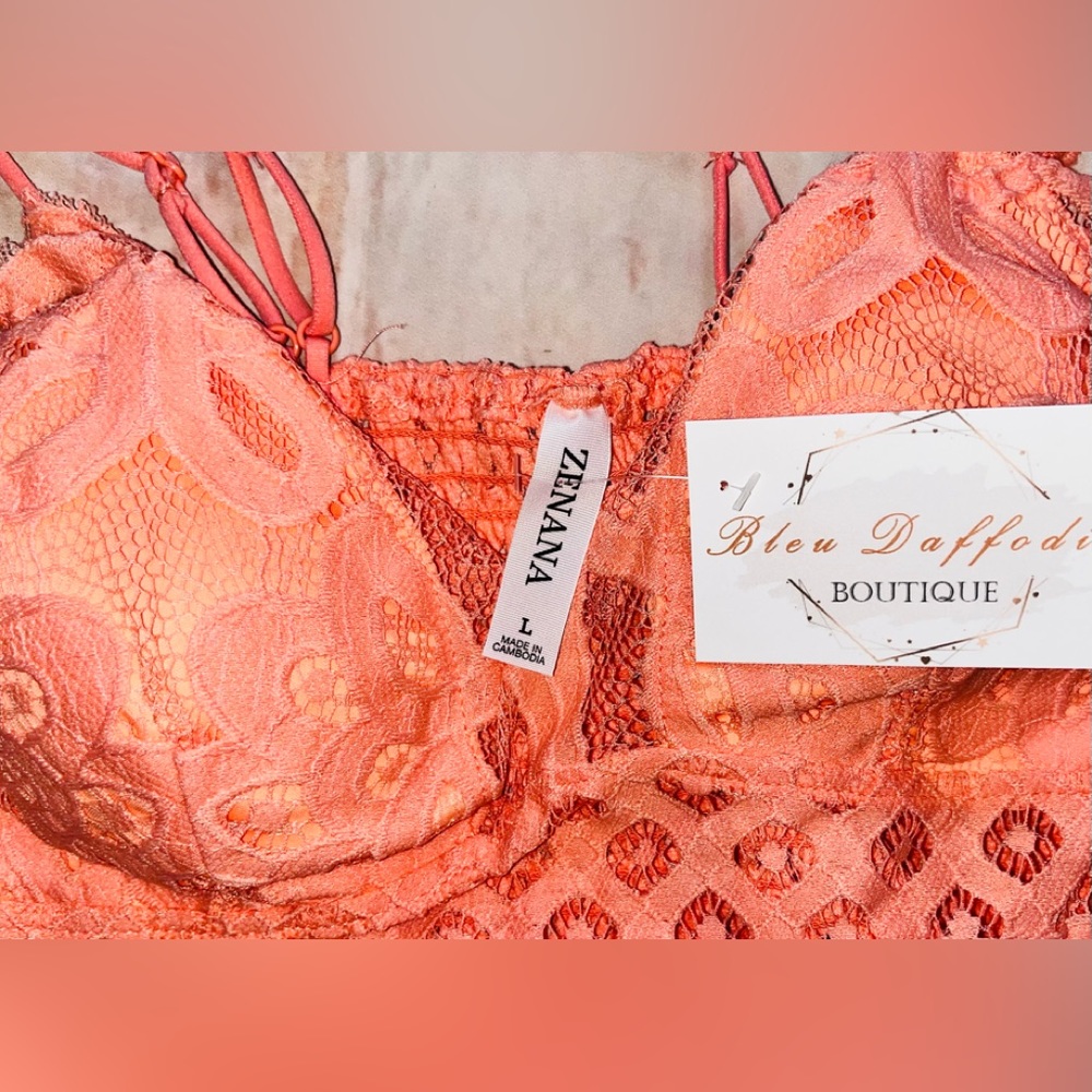ZENANA Coral Lace Top NWT! sz L - Picture 3 of 7